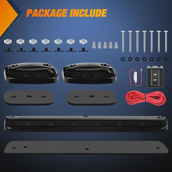 Nilight LED Cab Marker Lights 3 PCS Smoke Lens Amber Clearance Roof Running Light Compatible with 2007-2014 Silverado Sierra 1500 2500 3500 2500HD 3500HD