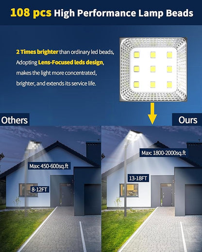 Ofuray Solar Street Lights Outdoor,Solar Security Flood Lights Parking Lot Lights Commercial Dusk to Dawn, 6500k Waterproof Led with Remote Control Motion for Street,Court,Barn (Of-800W 80000Lm)