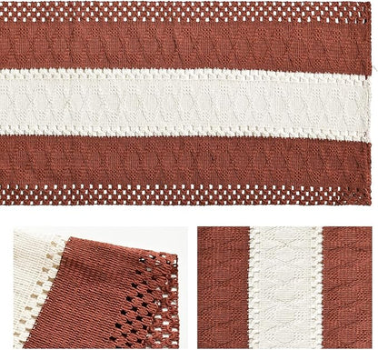 Artoid Mode Caramel Farmhouse Rustic Table Runner, Seasonal Hollow Kitchen Dining Table Decoration for Home Party Decor 12x72 Inch