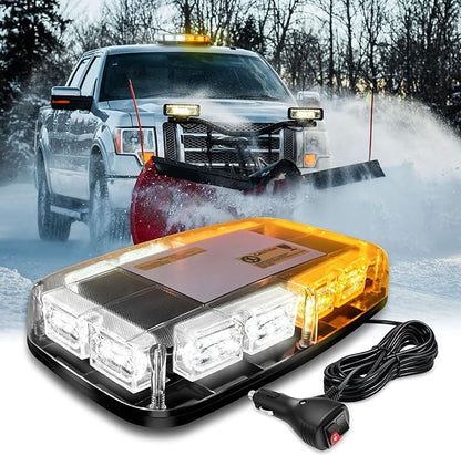 Nilight 12 Inch Roof Top Strobe Lights, 48LED Hazard Light Emergency Safety Warning LED Flashing Light Bar Magnetic Mount, 12V-24V Cars Trucks Tractors Snow Plows Construction