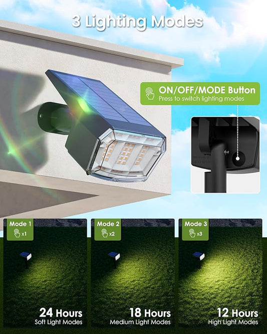 Solar Spot Lights Outdoor IP67 Waterproof 10 Pack, 63 LED 3 Modes Solar Landscape Spotlights for Yard Garden Pathway Wall House Garage (Warm White)