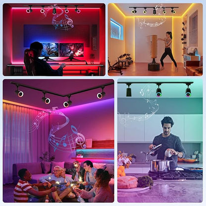 Gsou Track Lighting Speakers, Track Light Bluetooth Speaker for Smart TV, H Type Track Head/Rotatable/Plug in,Light Color Changing,Music Syn, Bluetooth Ceiling Speakers for Home Kitchen,Karaoke,Game