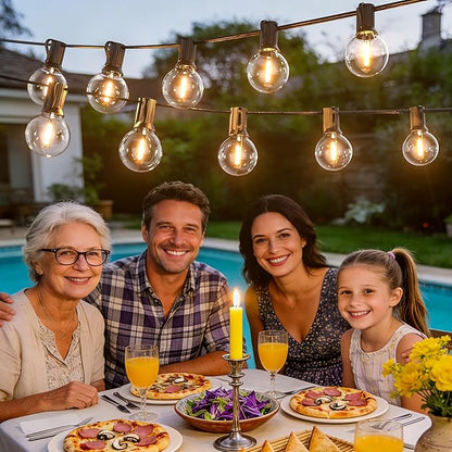 Outdoor-String-Lights-Patio-LED-Light-Outside 300FT Waterproof Dimmer Remote Outdoor Lighting with 3 Modes G40 Globe Plastic LED Bulbs Hanging Lights Connectable for Backyard Yard Porch Party