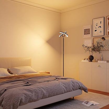 【Upgraded】Modern LED Floor Lamp - 30W Super Bright Standing Lamp, 350° Rotating Reading Floor Lamp with Remote Control, 3000K-6500K Stepless Dimmable, Tall Floor Lamp for Living Room, Bedroom, Office