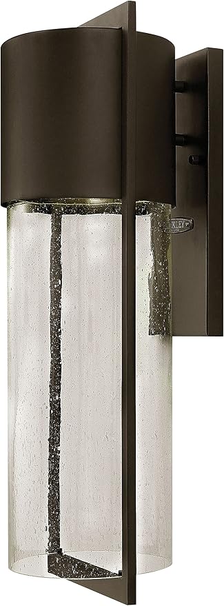 Hinkley Shelter 1325KZ Large Outdoor Wall Mount Lantern, Minimalist Style, Dark Sky-Compliant, Solid Aluminum/Clear Seedy Glass, Buckeye Bronze
