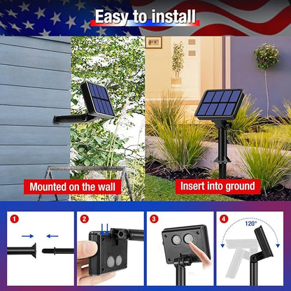 btfarm 2 Pack Red White and Blue Solar Fairy Lights, 4th of July Solar String Lights Outdoor Waterproof, 160LED 66FT Memorial Independence Day Patriotic Decorations for Outside Tree Garden Patio Yard