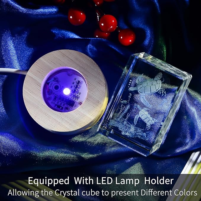 3D Crystal Night Light with Multicolor LED - Sea Turtle Figurines Decor Glass Figurine Lamp Stuff for Room Birthday for Boys Girls Best Friend Lovers Room Decor