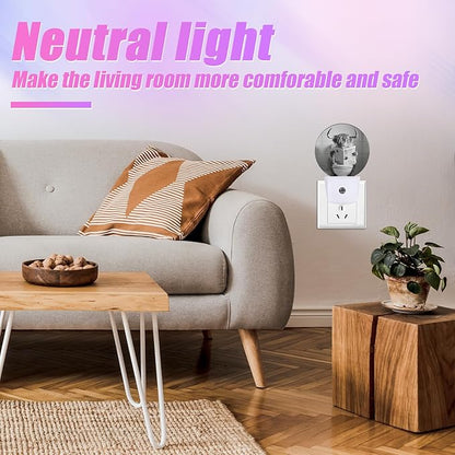 Highland Cow Night Light LED Lamp Round Plug into Wall Nightlight with Dusk to Dawn Sensor Home Hallway Stairway Bathroom Decor