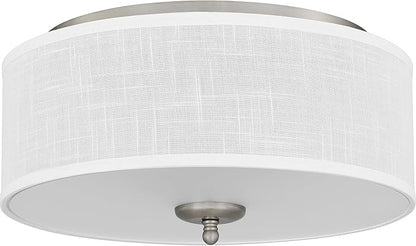 Quoizel Blanche 16" Flush Mount Ceiling Light with Premium Fabric Shade, Brushed Nickel, ETL Damp Rated for Kitchen or Bath