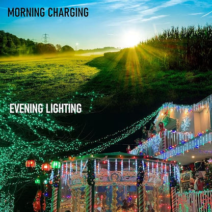 Dazzle Bright 2 Pack Total 400LED 132FT Green Christmas Solar String Outdoor Lights, St. Patrick's Day Solar Powered with 8 Modes Waterproof Fairy Lights for Patio Garden Tree Party Yard Decoration