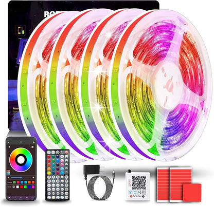 NBBUFF Led Lights for Bedroom 400FT (4 Rolls of 100ft), Color Changing RGB Led Strip Lights with 60 Keys Remote and App Control, Music Sync Led Lights for Room Party Home Decor