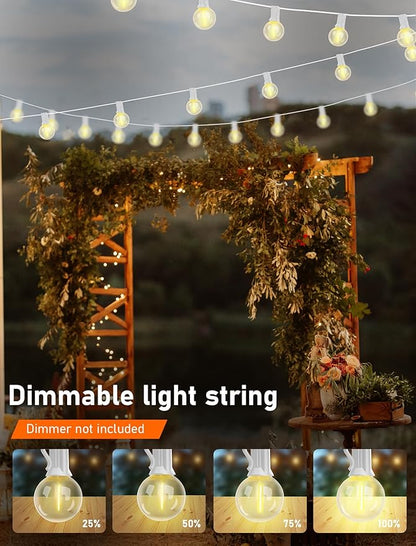 Outdoor String Lights - 100 Ft Waterproof Connectable Commercial LED Patio Lights with 50 G40 Shatterproof Bulbs, Hanging Globe Light for Outside Backyard Porch Party Decoration