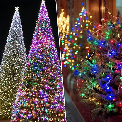 Solar String Lights Outdoor Waterproof 6 Pack Total 198ft 600LED 8 Modes Twinkle Lights Solar Fairy Lights for Patio, Garden Yard Party Tree Christmas Halloween Decoration, Multicolor