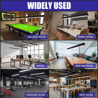 JTT 4FT LED Linear Light Fixture, 30W/40W/50W, 3000K/4000K/5000K CCT Selectable, Linkable Office Shop Light Fixture, ETL Listed Dimmable Architectural LED Suspension Office Lighting Fixture 2 Pack
