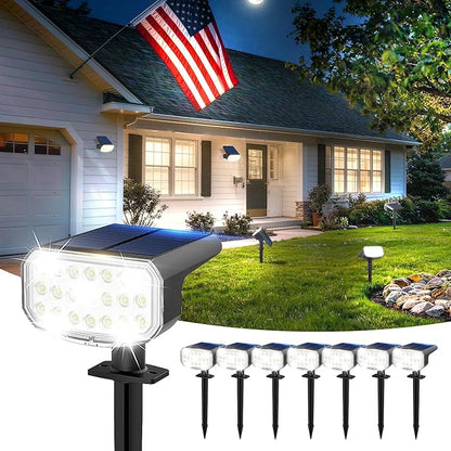 Solar Lights Outdoor Waterproof IP65, Super Bright LED with Lens, 6500K 2 Lighting Modes, Solar Powered Yard Garden Solar Spot Lights for Outside Landscape Auto On/Off - 8 Pack