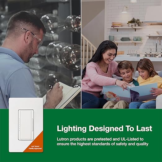 Lutron Maestro LED+ Dimmer Switch for Dimmable LED, Halogen and Incandescent Bulbs, 150W/Single-Pole or Multi-Location, MACL-153M-WH, White (8-Pack)