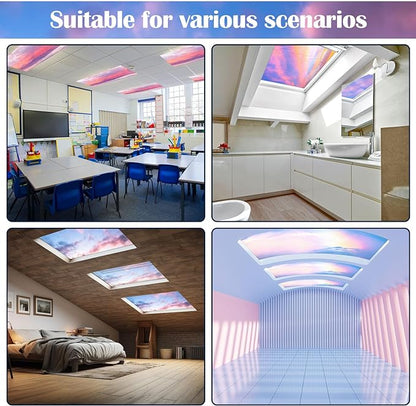6 Pcs Fluorescent Light Covers for Ceiling Lights with 48 Magnets Decorative Magnetic Light Filters for Classroom Office Kitchen Decoration(Sunset)