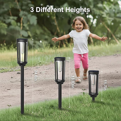 Solar Pathway Lights Outdoor Waterproof IP65, 4 Pack Warm White Solar Walkway Lights, Auto On/Off Outdoor Light for Lawn Garden Patio Driveway Decor Landscape Lighting