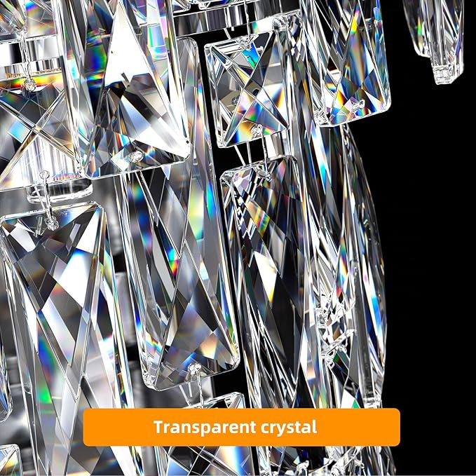 Crystal Wall Light Fixtures,Plug in Wall Sconces Luxury Chrome Wall Lamp,K9 Acrylic Crystal Drops Wall Lamp,Elegant Wall Lighting for Bedroom Bathroom Hallway Living Room Mirror Bedside