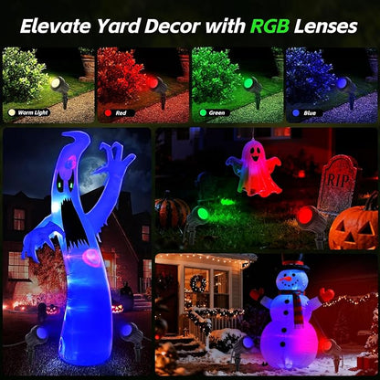 Spotlight Outdoor – 120V Plug-in, 2700K Warm White LED Landscape Spot Lights with RGB 3 Lenses for Yard, Garden, Lawn&Tree Decor, IP67 Waterproof, Perfect for Holidays&Everyday (2 Pack, Black)