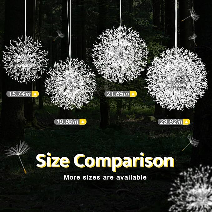 Qamra Modern Crystal Chandeliers, Chrome Firework Dandelion Sputnik Chandelier Light Fixture Pendant Lighting for Living Room, Dining Room, Bedroom, Kitchen(8-Light, Chrome)