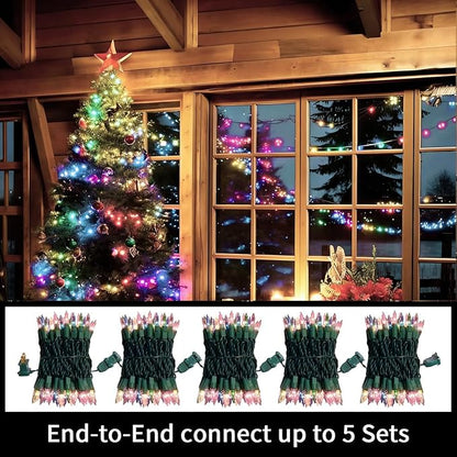 LAMPHOME 100 Ct. Multi-Color Christmas Tree Lights with Green Wire - 20Ft Mardi Gras Lights for Indoor and Outdoor Use - Multicolor Twinkle Christmas Tree Decoration with End Connectors