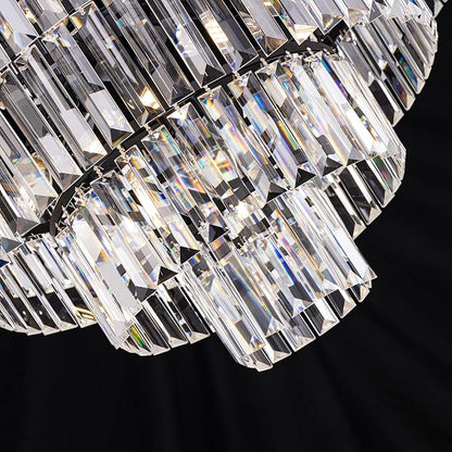 Wellmet Crystal Chandelier, Modern Vintage Pendant Light, 5-Tier Black Luxury Crystal Chandelier for Living Room, Dining Room, Entryway, Hallway, Corridor, Bedroom, 24''