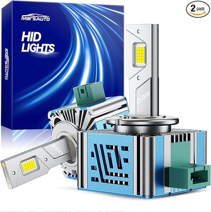 Marsauto D3S D3R LED Bulbs, 800% Brightness, 30,000 LM 6500K Bulb for HID Replacement, Plug and Play Driving Light Bulbs, Pack of 2