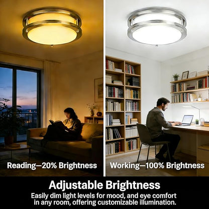 Drosbey 32W Dimmable LED Ceiling Light Fixture, Flush Mount Ceiling Lights for Kitchen, Bathroom, Bedroom, Hallway, 2700K/3000K/3500K/4000K/5000K Adjustable, 300W Equivalent, UL Listed