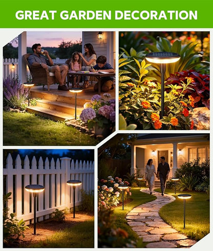 LETMY Solar Pathway Lights Outdoor, 12 Pack Durable Metal Solar Path Lights, Auto On/Off Garden Lights Solar Powered, IP65 Waterproof Solar Lights Outdoor for Landscape, Path, Garden, Patio, Driveway