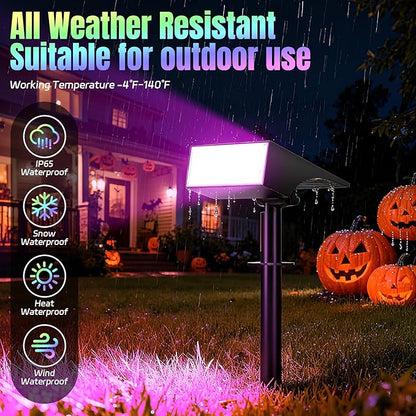 WENATY Solar Spot Lights Outdoor Color Changing, [7 Mode/2 Pack] Christmas Landscape Spotlights, Solar Lights Outdoor Waterproof,Led Powered Flood Light for Halloween Pathway Yard Garden Tree Walkway