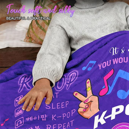 Kpop Gifts Blanket for Teen Girls - K Pop Gifts for Teen Girls Women K-Pop Fans Music Lovers, Kpop Merch Stuff, Graduation Christmas Birthday Gifts for BFF Girl Women, K-pop Blanket 60''x50''