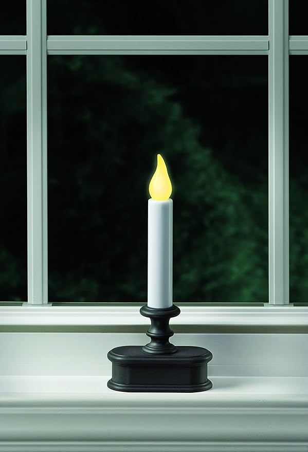 Xodus Innovations FPC1221A-6 Battery Operated LED Dusk to Dawn Window Candle with Amber Steady On or Flicker Flame, Black/Antique Bronze Pack of 6