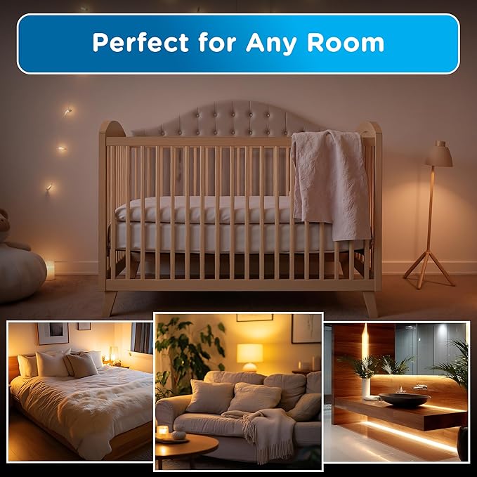 Enbrighten SleepLite LED Night Light Motion Sensor Nightlight Dusk to Dawn Amber Lights Ambient Lighting Room Decor for Bedroom Baby Nursery Bathroom Brushed Nickel