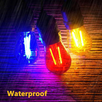 15 Pack S14 LED Yellow Light Bulbs, Shatterproof 2 Watt, Waterproof Decorative E26 Base Yellow Filament Edison Christmas Light Bulbs, 120V