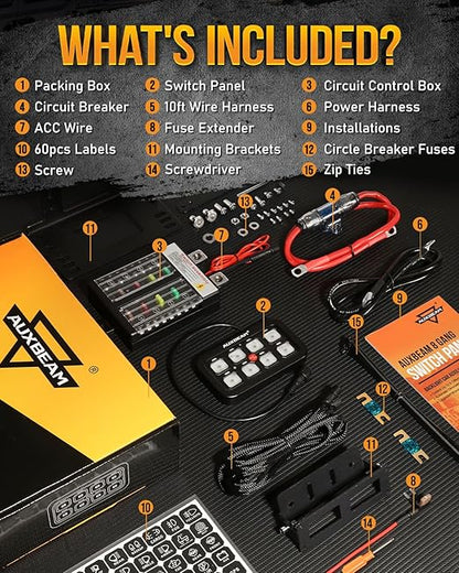 Auxbeam 8 Gang Switch Panel BB80 Universal Circuit Control Relay System Automatic Dimmable LED Switch Control Panel Switch Pod Touch Switch Box for Car Truck Offroad ATV SUV - Blue, 3 Years Warranty