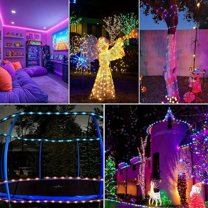 Solar Rope Lights Outdoor Waterproof, 99Ft 300 LED String Light Fairy Solar Powered & USB with Remote, 18 Colors Changing Fairy Lighting for Outside Indoor Patio Yard Pool Christmas Decoration