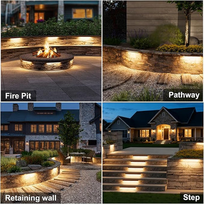VOLISUN 8 Pack 12 Inch Retaining Wall Lights, Waterproof LED Hardscape Lighting, Cuttable Low Voltage Landscape Lighting, 12V Paver Lights, 5W Outdoor Step Lights, 2700K Soft White, ETL