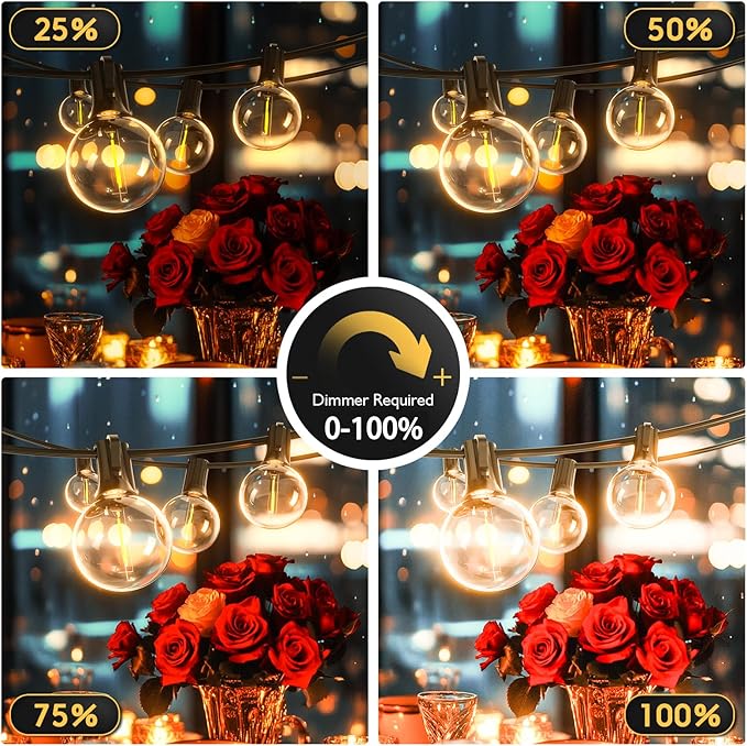 Outdoor String Lights 100ft LED Hanging Globe Patio Lights with G40 Shatterproof Bulbs(34+3 Bulbs), Spring Easter Gift for Men Women Waterproof Connectable Hanging Light Outdoor Decor Garden Backyard