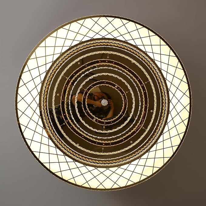 HAIXIANG 48 inch Large Size Glam Chandelier Crystal Ceiling Light for Living Room Chandeliers Lighting Fixtures with Remote Dimmable LED Light,Silver Chrome Luxury Interior Light