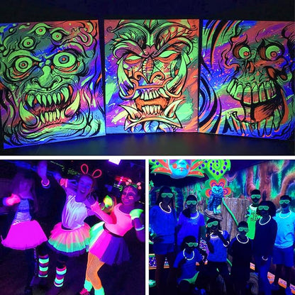 8PCS 40W LED Black Light Bar for Glow Party, Blacklight with Plug &Switch, Each Light Up 484 Sq.ft Area, Glow Light for Halloween, Fluorescent Body Paint, Stage Lighting, Bedroom