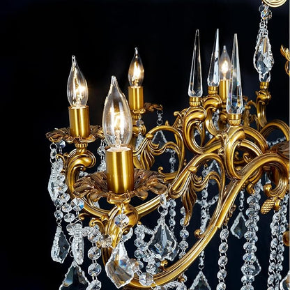 Antique Gold Crystal Chandelier Large, 36.4" Vintage Bronze Chandeliers Lighting for High Ceiling Foyer Entry Way 10-Light Candle Hanging Light Fixture Living Room Hall