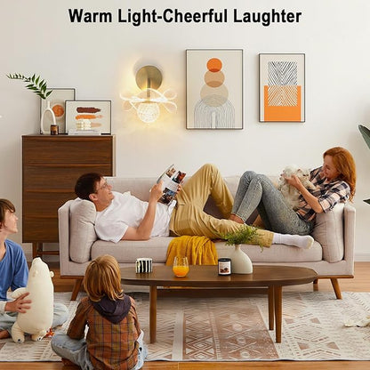 Wall Lights for Living Room with Flower Lamp, Wall Lamps for Bedroom with Bathroom Light Fixtures with 3 Color, Modern LED Wall Sconce Light for Bedroom Living Room Corridor Vanity Hallway