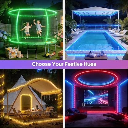 Rope Lights for Outside, 66FT 200 LED Color Changing Rope Lights with Plug & Remote 24 Colors RGB Twinkle Light Indoor, String Light Outdoor Waterproof for Christmas (66FT (Not Connectable) 7mm)