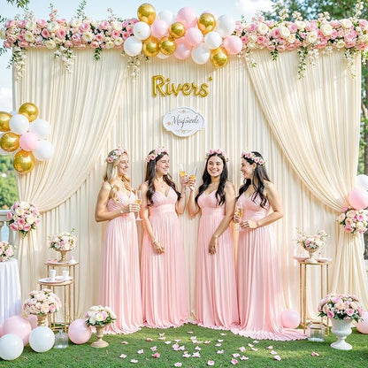 Champagne Backdrop Curtain for Parties Wedding Baby Shower Wrinkle Free Photo Curtains Backdrop Drapes Fabric Decoration for Bridal Shower 5ft x 7ft,2 Panels