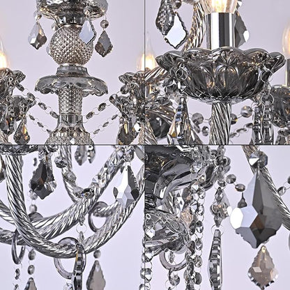 Modern Crystal Chandelier Lighting 12-Light, Smoky Gray Luxury Chandelier Ceiling Light Fixtures Hanging Crystal Light for Dining Room Living Room Bedroom(12 Lights)