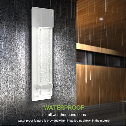 ASD LED 18" Bubble Glass Wall Light Fixture, Outdoor & Indoor Seeded Sconce | 3CCT, Waterproof, Dimmable, ETL Listed | 12W 500LM 3000-5000K 120V | Exterior Lantern, Porch Lighting | White
