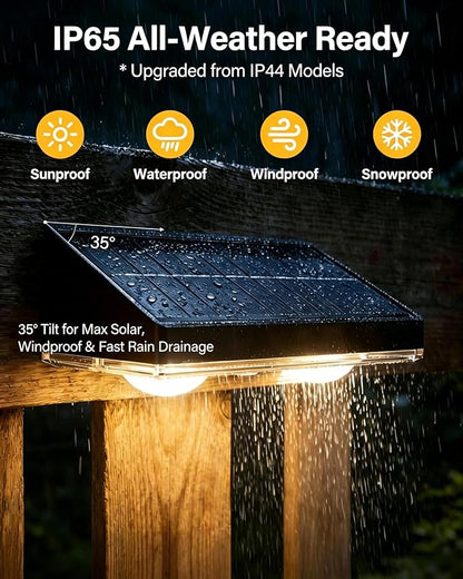 Solar Fence Lights Outdoor, Ultra-Bright 85LM Fence Lights Solar Powered, 9 RGB Color Modes, IP65 Waterproof, 12H Dusk to Dawn Glow for Pool/Deck/Patio/Wall/Backyard, 2 Pack, Matte Black
