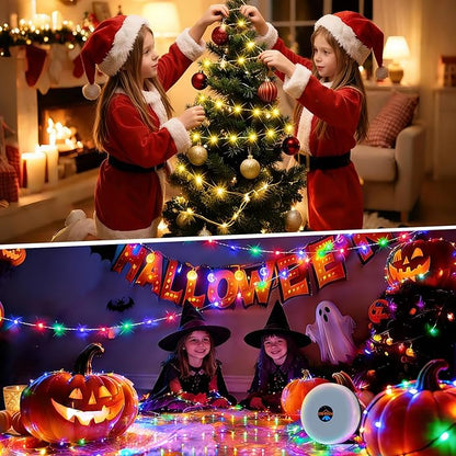 Camping String Lights Rechargeable, 32.8ft Retractable String Lights, Waterproof Indoor/Outdoor Use, 8 Modes, 4-in-1 Quick Storage Portable Lamp, Suitable for Camping, RVs, Parties, Christmas