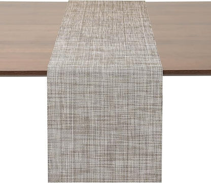 Myir JUN Table Runner, Vinyl Table Runner Indoor Arbitrarily Cropped Runner for Table Heatproof for Home Party (Caramel, 12 x 94 inch)